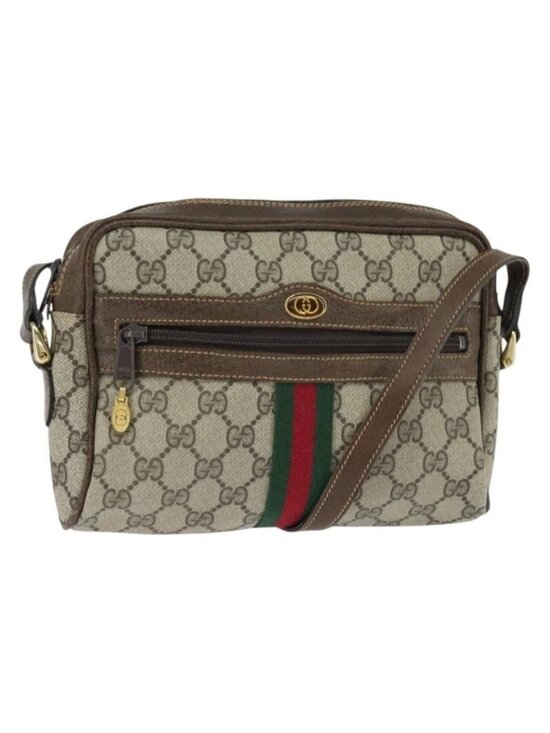 GUCCI Handbags - Authentic GUCCI GG Supreme Web Sherry Line Shoulder Bag PVC Beige Gold 010 378